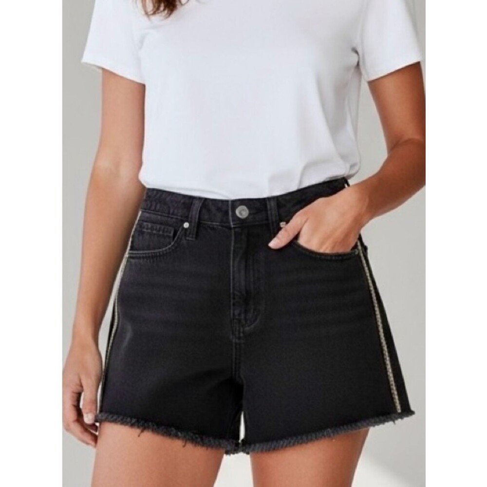 Velvet Heart shorts | Black denim frayed hem rhinestone high rise shorts NWT 26